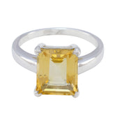 Citrine Solitaire African Sterling Silver Yellow Gemstone Mid weight Boho Ring Jewellery