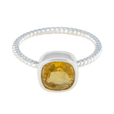 Citrine Solitaire Korean 92.5 Silver Yellow Gemstone Dainty Luxurious Ring Jewelry