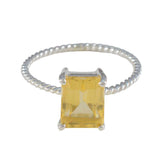 Citrine Solitaire American Silver Yellow Gemstone Delicate Twist Ring Jewelry