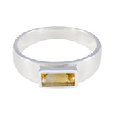 Citrine Solitaire Russian Sterling Silver Yellow Gemstones Slim Boho Ring Jewelry