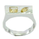 Citrine Toi et Moi German 925 Sterling Silver Yellow Gems Tiny Glamorous Ring Jewellery