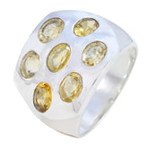 Citrine Hepta Indian 925 Sterling Silver Yellow Gemstone Essential Abstract Ring Jewellery