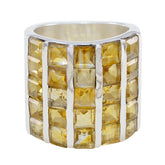 Citrine multiple Italian Sterling Silver Yellow Gemstone Chunky Signet Ring Jewellery