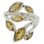 Citrine Hexa African 925 Sterling Silver Yellow Gemstone Eye catching Leafy Ring Jewelry