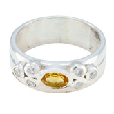 Citrine Halo French Sterling Silver Yellow Gemstone Classic Trendy Band Jewellery