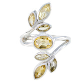 Citrine Hepta African 92.5 Silver Yellow Gemstone Mid weight Leafy Ring Jewelry