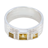 Citrine Trilogy French Sterling Silver Yellow Gemstones Eye catching Boho Band Jewelry