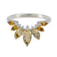 Citrine Hepta Korean 925 Sterling Silver Yellow Gemstone Dainty crown Ring Jewellery