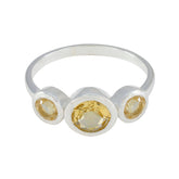 Citrine Trilogy American Silver Yellow Gemstone Whisper thin Modern Ring Jewellery