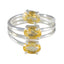 Citrine Trilogy Egyptian 925 Sterling Silver Yellow Gems Tiny Glamorous Ring Jewellery