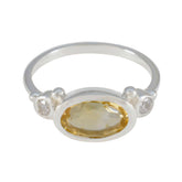 Citrine Trilogy Korean 925 Silver Yellow Gems Whisper thin Artisan Ring Jewellery