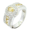 Citrine Halo African Sterling Silver Yellow Gems Eye catching Abstract Ring Jewelry
