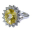 Citrine Halo Egyptian Silver Yellow Gems Featherlight Sophisticated Ring Jewelry