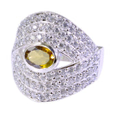 Citrine Halo African 925 Silver Yellow Gems Versatile Trendy Ring Jewelry