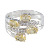 Citrine quarter Russian 925 Silver Yellow Gemstones Minimal Boho Ring Jewellery