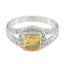 Citrine Halo German 92.5 Silver Yellow Gemstones Slim Cultural Ring Jewelry