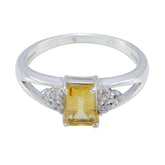 Citrine Halo Turkish 925 Sterling Silver Yellow Gemstone Dainty Artisan Ring Jewellery