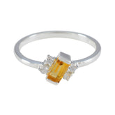 Citrine Halo Japanese Silver Yellow Gems Elegant Trendy Ring Jewellery