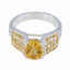 Citrine Halo African 925 Sterling Silver Yellow Gems Mid weight Contemporary Ring Jewellery