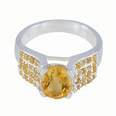 Citrine Halo African 925 Sterling Silver Yellow Gems Mid weight Contemporary Ring Jewellery