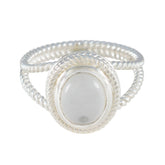 Crystal Quartz Solitaire Middle Eastern Silver White Gems Classic Rope Wire Ring Jewelry