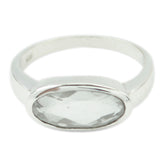 Crystal Quartz Solitaire American 925 Sterling Silver White Gemstones Delicate Glamorous Ring Jewellery