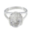 Crystal Quartz Solitaire African 925 Silver White Gemstones Mid weight Glamorous Ring Jewellery