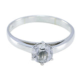 Crystal Quartz Solitaire Turkish 92.5 Silver White Gemstones Whisper thin Graceful Ring Jewellery