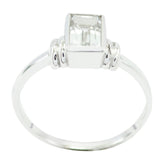Crystal Quartz Solitaire Turkish Silver White Gemstone Dainty Contemporary Ring Jewelry
