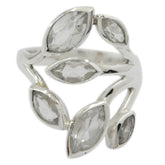 Crystal Quartz Hexa Russian Silver White Gemstones Versatile Leafy Ring Jewellery