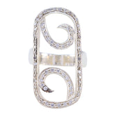 Cubic zirconia CZ multiple Spanish 925 Silver White Gemstone Edgy Abstract Ring Jewelry