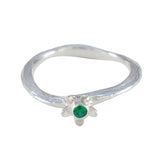 Emerald CZ Solitaire Korean 925 Sterling Silver Green Gems Dainty Graceful Ring Jewelry