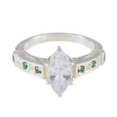 Emerald CZ Halo German 925 Silver Green Gemstone Classic Luxurious Ring Jewellery