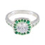 Emerald CZ Halo Indian 92.5 Silver Green Gemstones Classic Glamorous Ring Jewelry