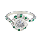 Emerald CZ multiple Korean Sterling Silver Green Gemstones Whisper thin Sophisticated Ring Jewellery