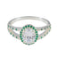 Emerald CZ Halo Egyptian 925 Sterling Silver Green Gemstones Tiny Artisan Ring Jewelry