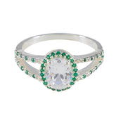 Emerald CZ Halo Egyptian 925 Sterling Silver Green Gemstones Tiny Artisan Ring Jewelry