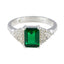 Emerald CZ Halo German 925 Silver Green Gemstones Featherlight Glamorous Ring Jewellery