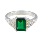 Emerald CZ Halo German 925 Silver Green Gemstones Featherlight Glamorous Ring Jewellery
