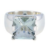 Green Amethyst Solitaire German Silver Green Gems Edgy Signet Ring Jewelry
