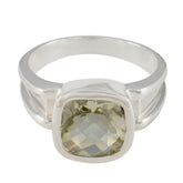 Green Amethyst Solitaire German Silver Green Gemstones Eye catching Contemporary Ring Jewelry