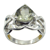 Green Amethyst Solitaire Russian Silver Green Gemstone Slim Romantic Ring Jewellery