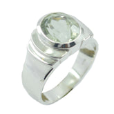 Green Amethyst Solitaire Indian 925 Sterling Silver Green Gems Eye catching Promise Ring Jewellery
