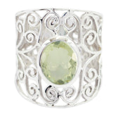 Green Amethyst Solitaire Italian Sterling Silver Green Gemstones Eye catching Filigree Ring Jewellery