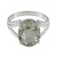 Green Amethyst Solitaire Indian 92.5 Silver Green Gems Mid weight Luxurious Ring Jewellery