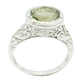 Green Amethyst Solitaire Indian 925 Sterling Silver Green Gemstone Minimal Art Deco Ring Jewellery