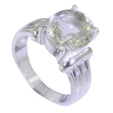 Green Amethyst Solitaire Russian Sterling Silver Green Gemstone Tiny Abstract Ring Jewellery