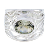 Green Amethyst Solitaire Australian 92.5 Silver Green Gemstone Classic Rope Wire Ring Jewellery