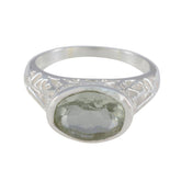 Green Amethyst Solitaire Russian Silver Green Gemstones Eye catching Love Ring Jewelry
