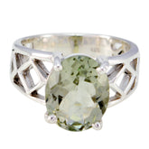 Green Amethyst Solitaire Australian 925 Silver Green Gems Slim Rope Wire Ring Jewelry